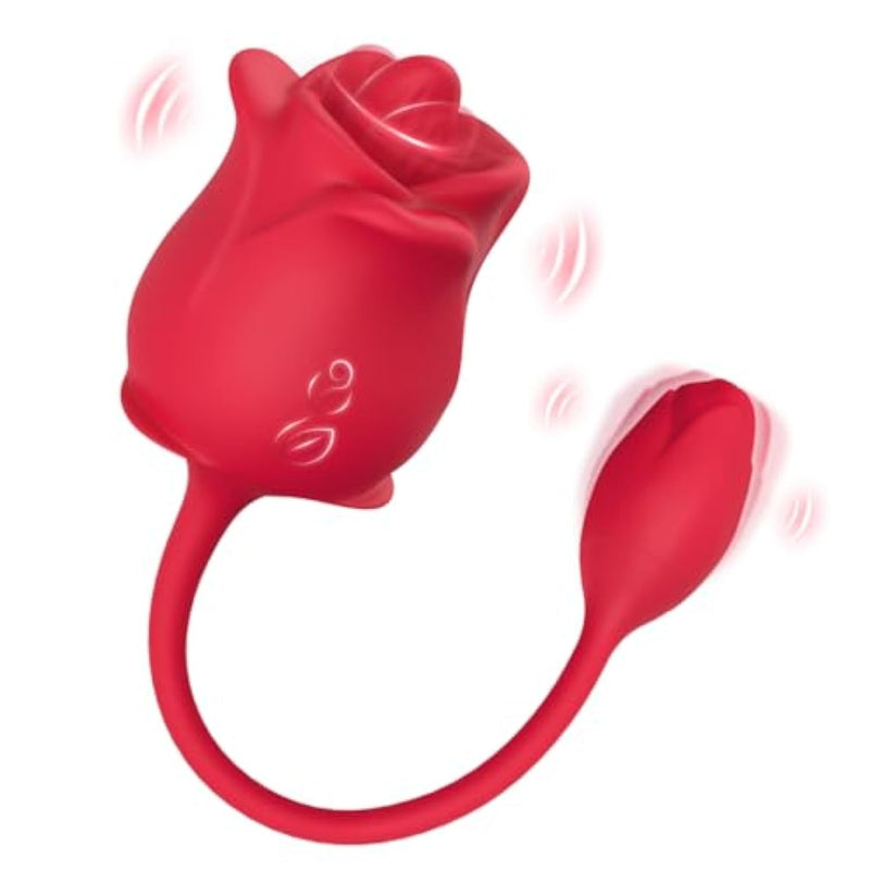 Venuss 3In1 Rose Toy Vibrator Dildo For Woman Tongue Licking Clitoral Stimulator Thrusting G Spot Dildo Clit Nipple Licker For Women, Cranberry