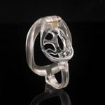 3D Printed Chastity Cage With 4 Different Rings Male Cock Cage With Hooks And Concealed Locks Lightweight Resin Chastity Device For Man Penis Bondage Sex Toys Breathable Penis Cage (A,Transparent)