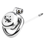 Inverted Chastity Cage With Silicone Urethral Dilator, Stainless Steel Cock Cage Sm Fetish Devices, Flat Shower Style Designs, Sex Toys For Male Chastity Use (45Mm+Dilator)
