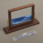 Mini Art Liquid Motion Ocean Scene in Solid Wood Oasis Frame