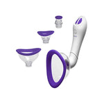 Doc Johnson Bloom - Intimate Body Pump - Automatic - Vibrating - Rechargeable - 4-in-1 Interchangable Set - Heightens Sensitvity, Purple/White
