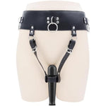 Vibrator Faux Leather Constrained Forced Strap, Electric Waistband Harness Fixed Tie Belt Holder, Anti-Off Adjustable Chastity Belt Masturbation Sm Bondage Sex Toy(Wand Or Vibrator Not Included)