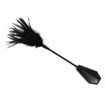 Black Funny Natural Feather Adult Toys With Leather Handle For Lovers Role Play Tickling
