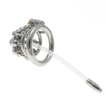 Metal Chastity Cage With 24 Beads Male Cock Cage With Concealed Lock And Catheter Sex Toys Hollowed Out And Breathable Chastity Device For Exercising And Restraining A Man'S Penis (1.96In,B)