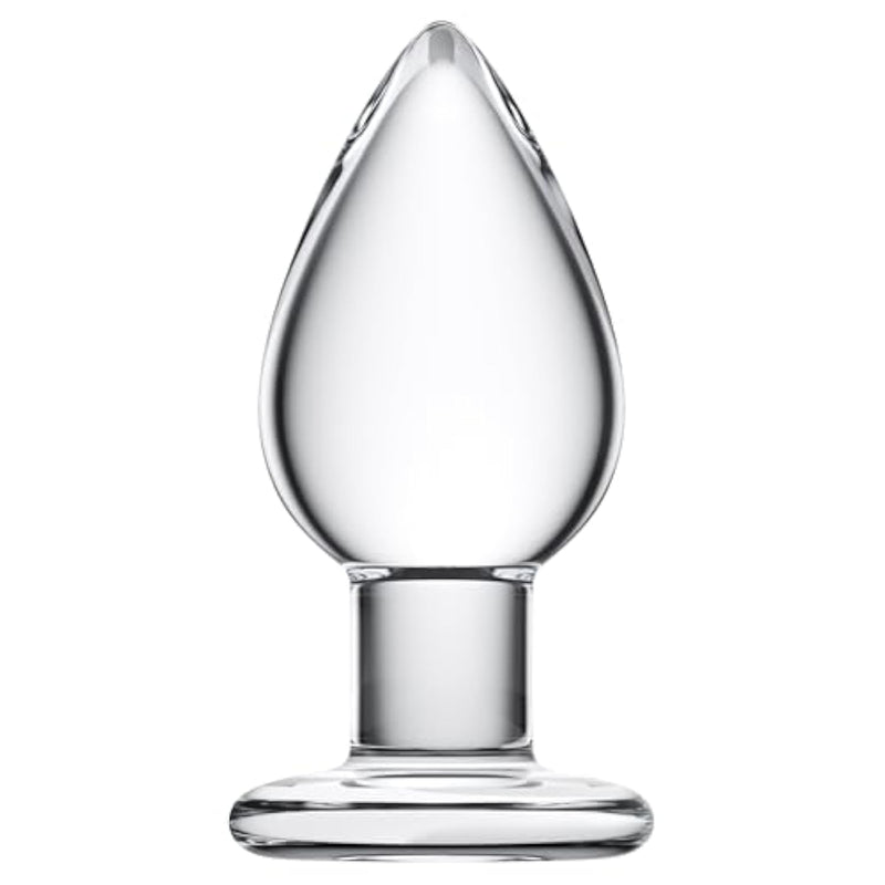 Glass Anal Butt Plug Glass Trainer With Large Base - Glass Ball 1.96 Inch Diameter Butt Plug - Clear Anal Toys G Spot Stimulation Prostate Massager For Men Women