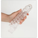 Penis Extender Realistic Textured,Ultra-Soft Thickened Clear Cock Sleeve Reusable Pennis Enlarger Condom Sex Toys For Men & Couple (White)