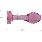 Flower Base Long Neck Small Pink Glass Anal Plug Little Crystal Butt Plug Sex Pleasure Wand Adult Sex Toy For Beginners