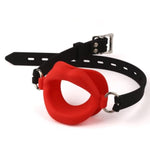 Sm Alternative Toy Torture Tool Couple Sex Blowjob Ball Lips O-Type Sex Opener Training Mouth Plug Silicone Opening Gag Sex Toys?Red-Black?