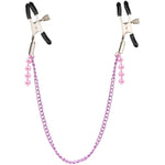 Sm Adjustable Stainless Steel Nipple Clamps Sexual Pleasure For Women/Men Non-Piercing Decorative Clip Set (Purple Chain)