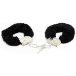 Stainless Steel Black Fluffy Handcuffs For Ankles And Wrist With Chain Set Fuzzy Sweater Hand Cuff Set For Adults Bedroom Hand Cuffs For Women Couples Iw219