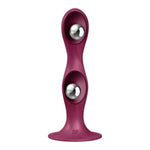 Double Ball-R | Weighted Dildo | Vaginal And Anal Stimulation | Suction Cup Base | Unisex | Body-Friendly Silicone (Berry)