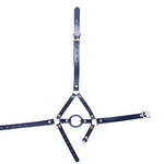 Ring Gag with Head Harness Restraint Leather Mask Fetish Mouth Gags Bondage Toys for Couple Adult BDSM Sex Products (Ring diameter:1.5 inch, Black)
