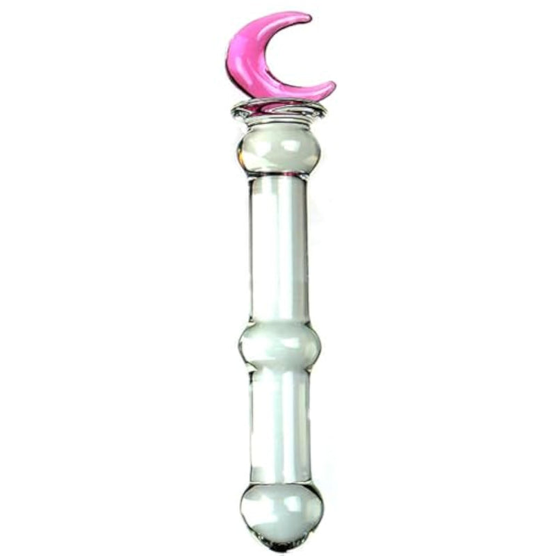 Glass Double-Ended Dildo G-Spot Stimulation Butt Plugs,Glass Pleasure Wand Moon Shape Crystal Massager Anal Sex Toys Crystal Glass Sm G-Spot Pleasure Anal Butt Plug For Men,Women
