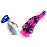 Realistic Dildo G Spot Vibrator + Jeweled Anal Plug