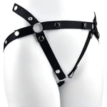 Male Anti-Off Chastity Cage Strap, Chastity Device Penis Cage Accessories, Pu Auxiliary Elasticity Belt With Scrotum Cock Rings, Three Way Elastic Band Bondage Belt Sex Toys For Men Gay (Black)