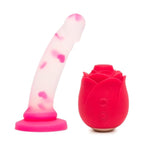 Heart Realistic 8 Inch Dildo And Rose Toy Pleasure Air Clitoris Sucker - Female Sex Toys Bundle