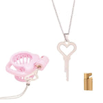 Chastity Lock With Chain Heart Pendant,Chastity Cage Invisible Key For Men,Chastity Belt Universal Accessory-Including A Lock Cylinder,Sm Trainer Sex Toy (White Gold)