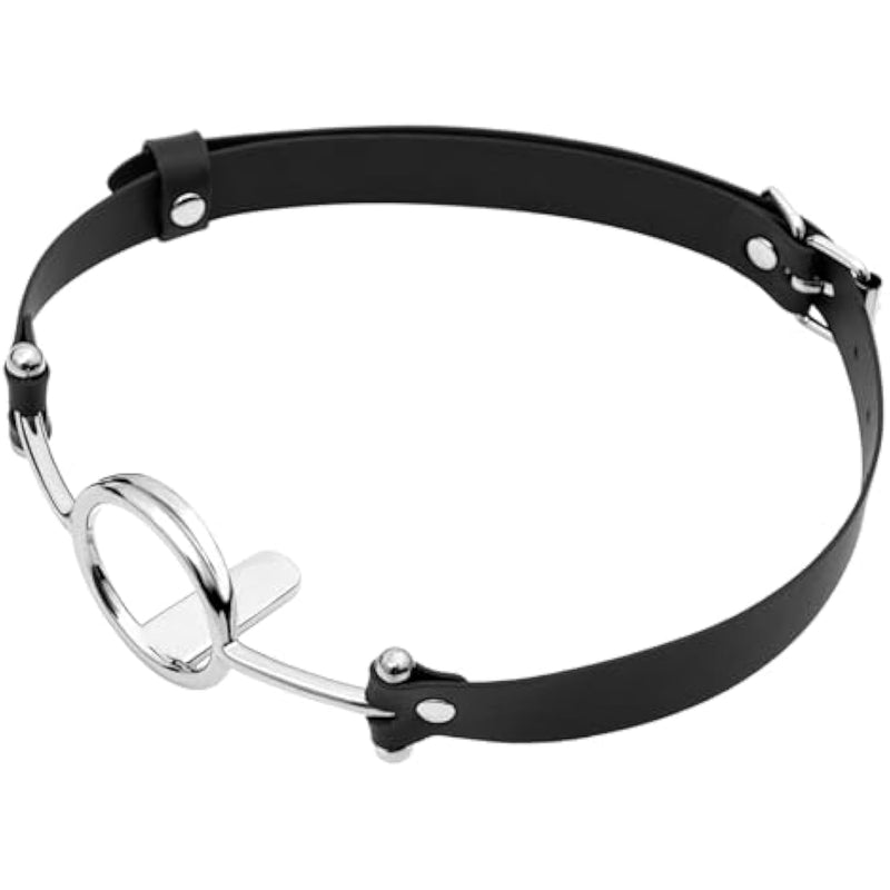 Metal Open Mouth Gag Bdsm Oral O Ring Gag Bondage Restraints For Female Flirting Tongue Depressor (Silver)