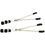 Elite Nipple Clamps, Silver Color With Black Pendant