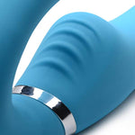 Strap-U Mighty Rider 10X Vibrating Silicone Strapless Strap-On - Blue