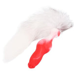 Anal Training Tool with Fox Tail Butt Plug for Men and Women - Soft Silicone Anal Sex Toys in Red & Black