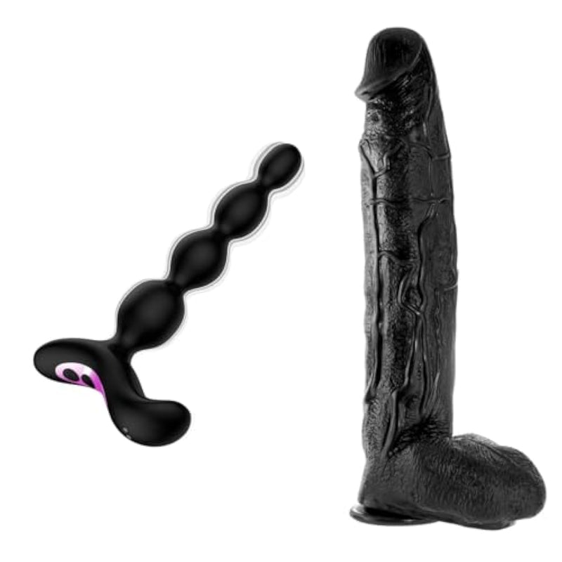 Vibrating Anal Beads + 3" Diameter Huge Thick Dildo