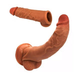 Realistic Silicone Cock Enlarger for Men - Reusable Penis Sleeve with Thickened Testicle Ring