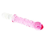 Glass Dildo Anal Butt Plug, Pink Style Sensuality Crystal Personal Massagers Adult Sex Toys (9In Beaded)