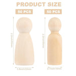 100 Pack Unfinished Wooden Peg Dolls, 2 Inch Peg People for Painting & Craft Projects
