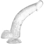 Realistic Dildos Penis With Suction Cup Base For Hands-Free Play, Body-Safe Material Lifelike Penis Flexible Cock With Curved Shaft Balls For Vaginal G-Spot Anal Play (Transparent)