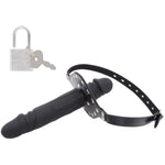 Silicone Realistic Dildo Head Double Gag With Lock Bondage Gear & Accessories Leather Bondage Ball Gag Breathable Cock Sex Gag With Holes Open Mouth Gag Sex Toys