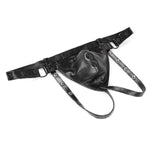 Men'S Black Leather Chastity Belt Adjustable Sexy Chastity Devices Harness Cock Cage Bdsm Self Bondage Fetish Slave Punish Harness T-Back Thong Male Sex Toys For Sm Games Bedroom