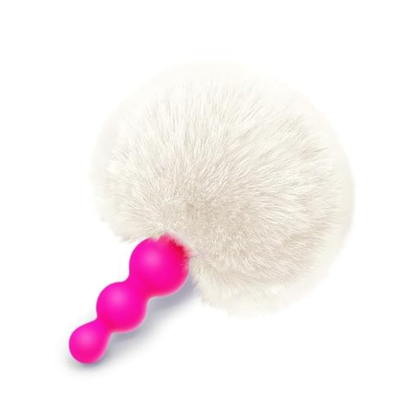 Small Rabbit Tail Anal Plug?Silicone Anal Sex Toys For Beginners?Butt Plug For Cospaly?Small Size For Long Time Comfortable Wear (White)