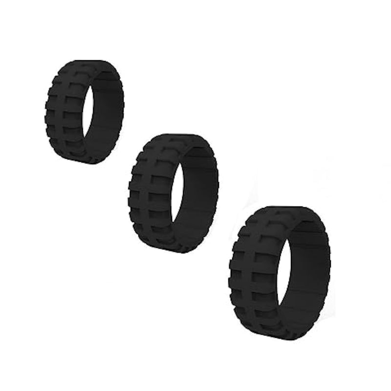 Extra Thick Camouflage Cock Ring Set With Elastic Tire Design Silicone Bondage Penis Ring Male Erection Enhancement Sex Toy(Black)