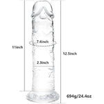 12.5 * 2.3 Inch Huge Dildos Realistic Clear Dildo With Strong Suction Cup Hands-Free Huge Dong Big Size Adult Sex Toy For Women Or Men Anal Dildo