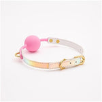 Sexy Mouth Ball Bdsm Props Laser Reflective Adjustable Strap Soft Rubber Mouth Ball Pink Silicone Mouth Ball Adult Products