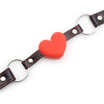 Silicone Heart-Shaped Mouth Ball Adult Sexy Leather Bondage Training Sex Auxiliary Soft Solid Mouth Plug Red Heart