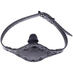 Black Rivet Mouth Plug Silica Gel Dildo With Adjustable Leather Strap For Couple Mouth Gag Sex Restraint Set (Length: 6Cm, Black)