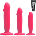 Realistic Dildo Anal Plug Training Sets For Beginners Lifelike With Strong Suction For Hands-Free Play, Realistic Penis For G-Spot Stimulation Dildos Anal Sex Toys For Women And Couple (Rose Red)