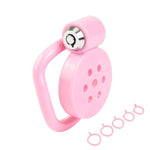 Flat Breathable Chastity Cage With Metal/Silicone Dilator, Pull Cords Abs Push-Lock Cock Cage Sm Bondage Fetish Extreme Sex Toys For Men (Pink)