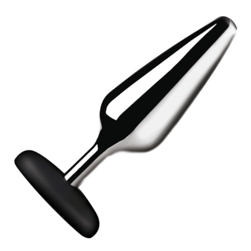 Butt Slut Metal & Silicone Butt Plug For Men, Women, & Couples. Metal Plug, Spicy Silicone Base. Tapered Tip & Wide Flange. Phthalate-Free, Nickel-Free. 1 Piece, Metal & Black.