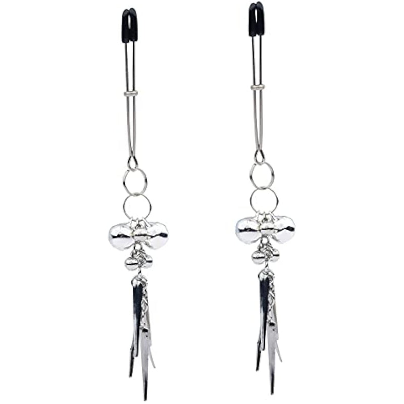 Silver Butterfly Pendant Bell Nipple Clamps, Adjustable Breast Nipple Clamps, Papilla Straighteners Corrector Nipple Shield Nipple Clamps Adjustable Breast Clamps