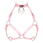 Punk Pink Leather Harness Women Fashion Goth Top Harness Belt Body Bondage Chest Straps Sexy Lingerie (Color : Pg0239, Size : One Size)