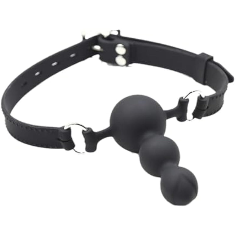 Mouth Gag Silicone Simulation Triple Ball Cock Dildo Penis Adjustable With Gags Bondage Adult Sex Toys Bdsm