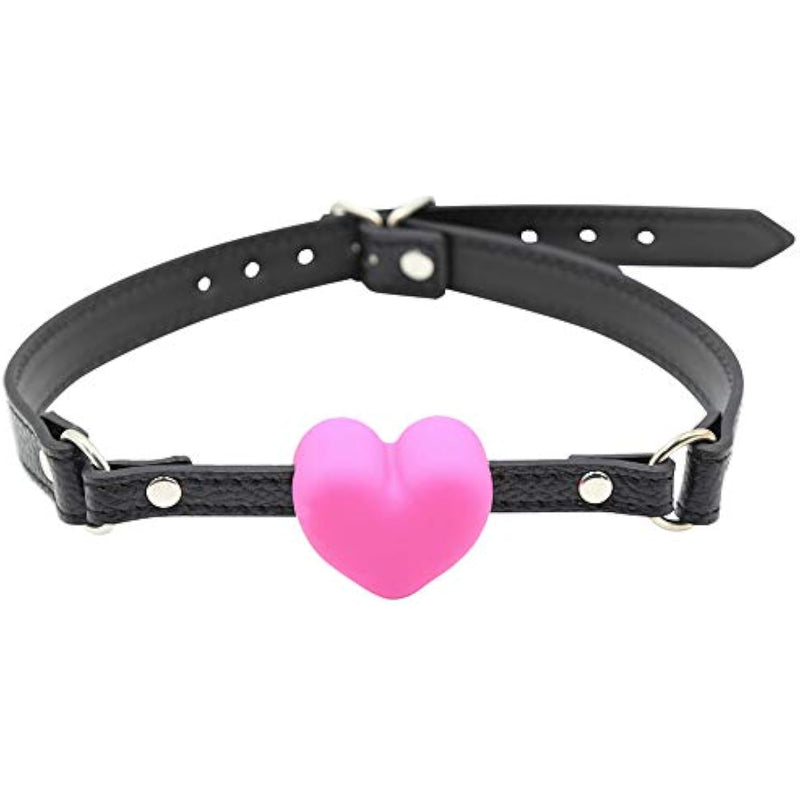 Silicone Mouth Gag, Heart Shaped Muzzle Adjustable Bondage Leather Strap On Sm Adult Sex Toy For Couple Lover