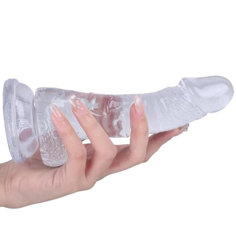 7.5 In Realistic Soft Dildo For G-Spot Stimulation & Anal Sex Games, 1.6'' Diameter Thick Classic Dildos With Powerful Strong Suction Cup For Hands-Free Play, Sex Toys For Women & Couples(Transparent)