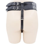 Vibrator Faux Leather Constrained Forced Strap, Electric Waistband Harness Fixed Tie Belt Holder, Anti-Off Adjustable Chastity Belt Masturbation Sm Bondage Sex Toy(Wand Or Vibrator Not Included)