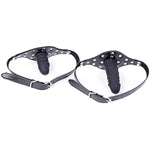 Black Rivet Mouth Plug Silica Gel Dildo With Adjustable Leather Strap For Couple Mouth Gag Sex Restraint Set (Length: 6Cm, Silver)