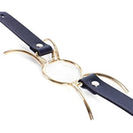 Metal Spider Ring Gag With Leather Head Slave Harness Restraint Mouth Gags Sex Toys For Couples (Gold)