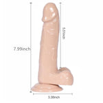 Realistic Dildo With Suction Cup, 8 Inch Silicone Dildo For Women, Dong With Balls Fake Penis Adult Sex Toys Female Massage Masturbation Vaginal G-Spot And Anal Play (Skin)